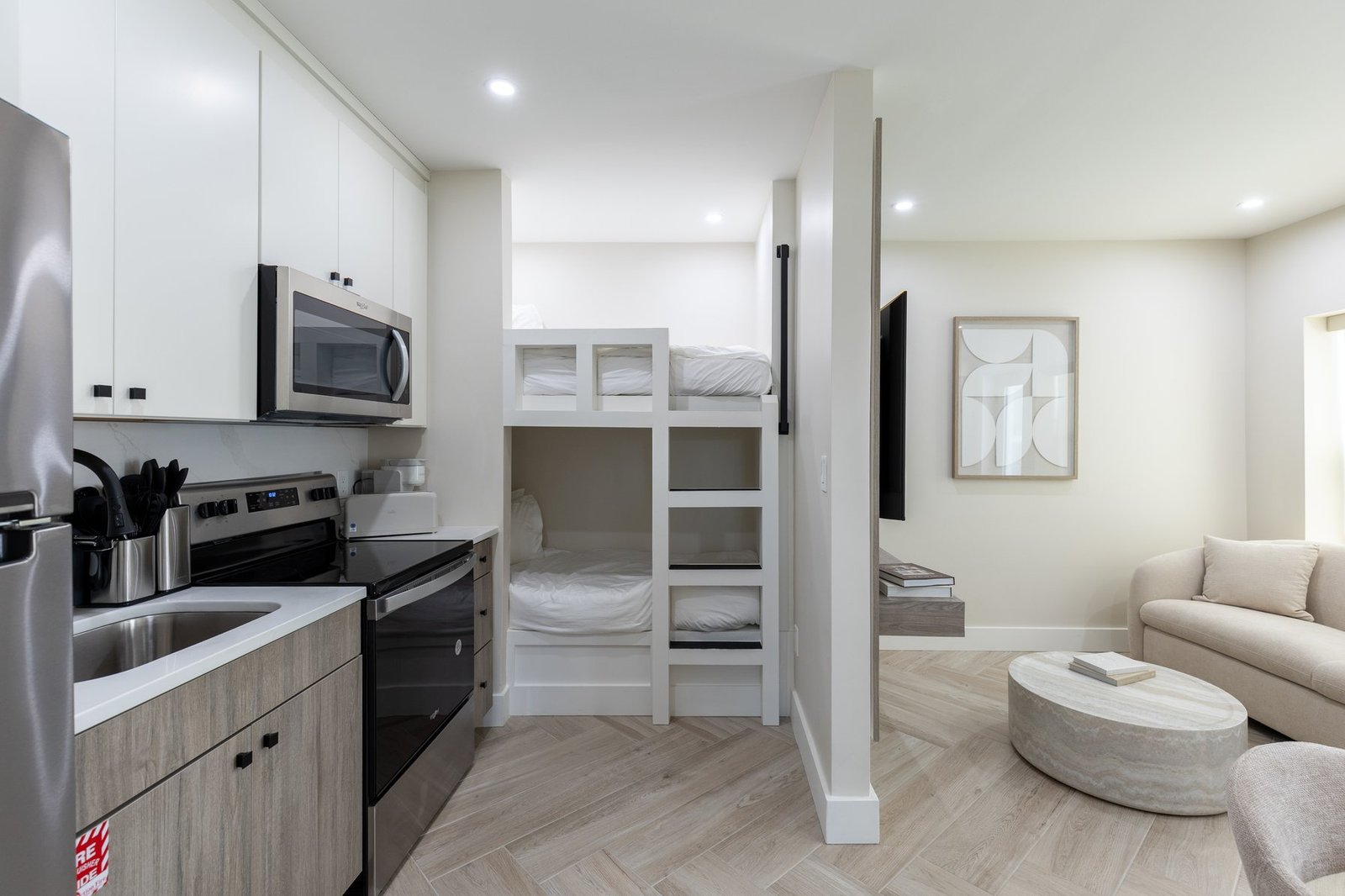 Family suite with bunk beds and living area